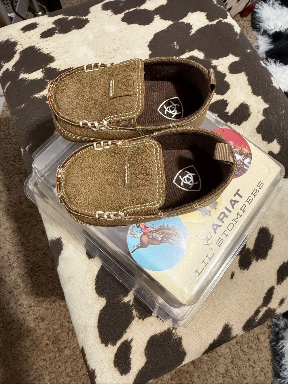 Ariat Kids Brown Slip-On Moccasins with Contrast Stitching